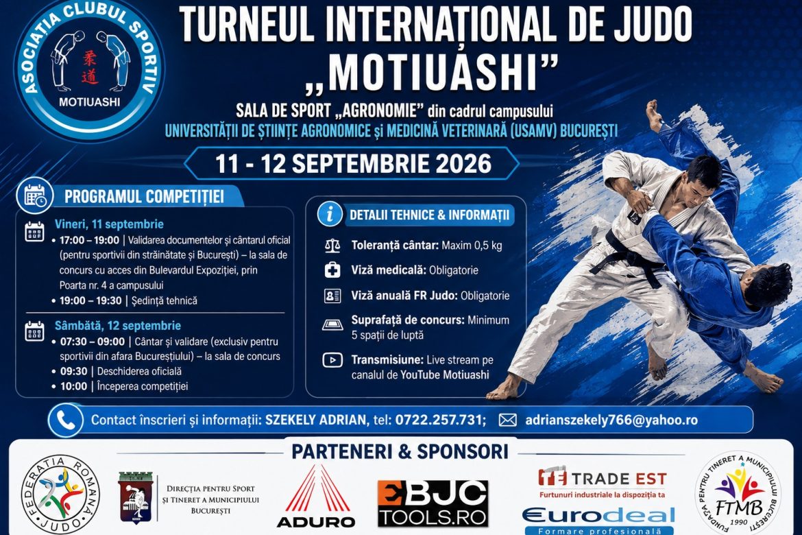 Turneul Internațional de Judo „Motiuashi” – ediția a II-a, pe 12 septembrie 2026
